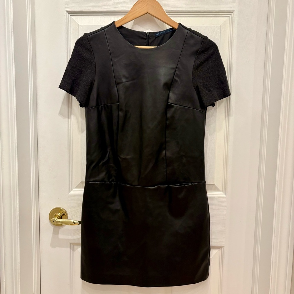 💠3/$10 ZARA Black Mini Dress with Faux Leather